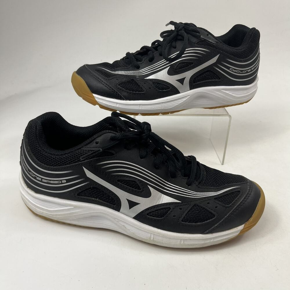 Mizuno Cyclone Speed 3 Womens Volleyball Shoes Sz6.5 Black Silver Gum Sole Court